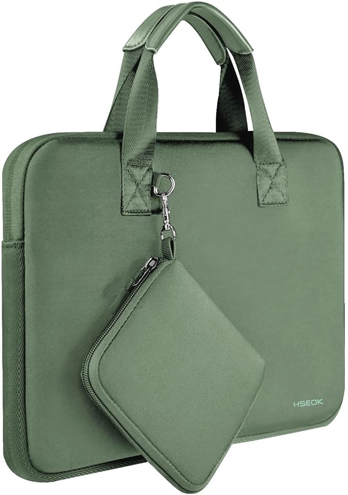Hseok Laptop Sleeve 14 inch Case with Small Case, Compatible with MacBook Neo 14, MacBook Pro 14 M5/M4/M3/M2/M1, XPS 14 and Most 14 inch Notebooks, Neoprene Computer Handbag,Matcha green