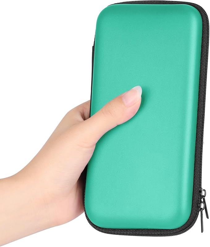 iMangoo Travel Essential Electronics Organizer Charger Case, Shockproof Dual Zipper Power Bank Cables Tech Accessories Pouch Purse, Men & Women Travel Must Have Storage Bag, 6.5x3.2x1 inch Mint