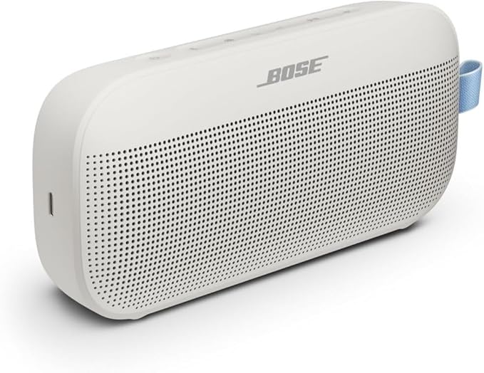 Bose NEW SoundLink Flex Portable Bluetooth Speaker (2nd Gen), Outdoor Speaker with Hi-Fi Audio, Up to 12 Hours Battery, Waterproof and Dustproof, + Slinger Hard Travel Case & USB Plug (Fog Gray)