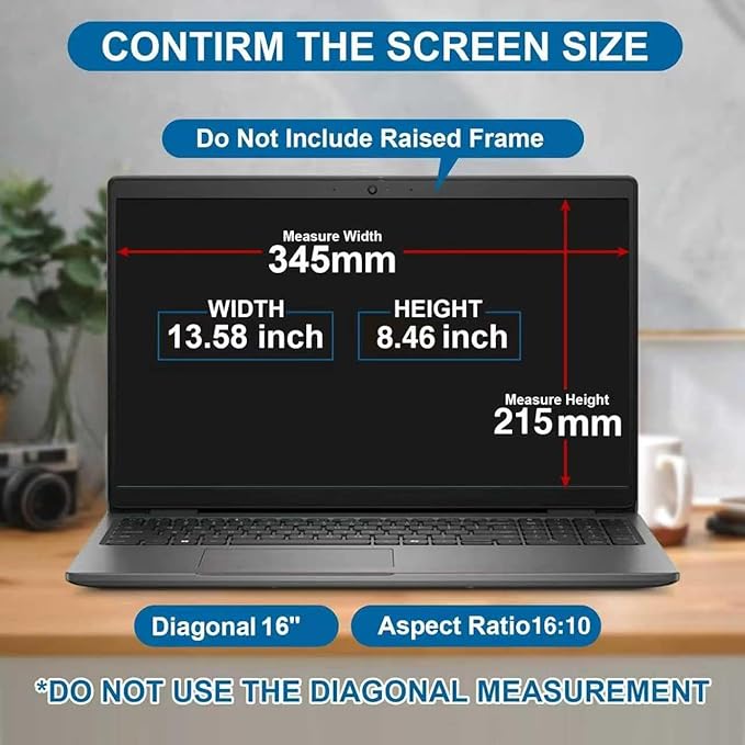 【2 pack】 16 Inch Laptop Privacy Screen Protector, 16:10 Aspect Removable Anti-Glare Blue Light Filter Protector - Scratch Resistant Data Privacy Screen Protecto