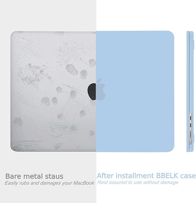 B BELK Compatible with MacBook Air 13.6 inch Case M5 2026 2025 2024 2023 2022 M4 M3 M2 A3449 A3240 A3113 A2681 Liquid Retina Display, Plastic Hard Shell Case+Keyboard Cover+Screen Protector, Airy Blue
