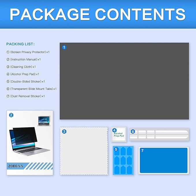 ZOEGAA 27 Inch Computer Privacy Screen Filter, for 16:9 Widescreen Computer Monitor 23.6"x13.3", Removable Computer Screen Privacy Shield and Anti Blue Light Anti Glare Screen Protector