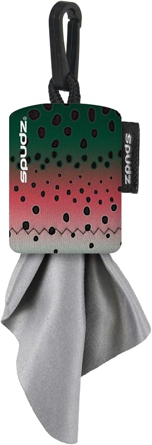 SPUDZ Classic Microfiber Lens Cleaner ?€? Clip-On Pouch, Washable ?€? for Binoculars, Scopes, Glasses, Screens | Classic | Mountain Rainbow, 6 x 6 Inch by ALPINEINNOVATIONS