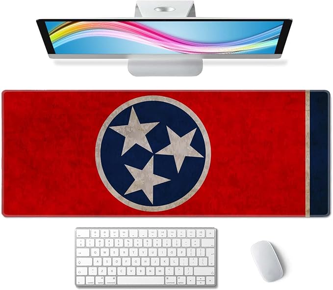 Flag of Tennessee Desk Mat Mouse Pad XL Extended Large Gaming Desk Pad Mousepad, Flag Computer Laptop Keyboard and Mouse Mat, Desktop Protector Mat for Women Men Office 31.5x11.8 in