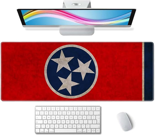 Flag of Tennessee Desk Mat Mouse Pad XL Extended Large Gaming Desk Pad Mousepad, Flag Computer Laptop Keyboard and Mouse Mat, Desktop Protector Mat for Women Men Office 31.5x11.8 in