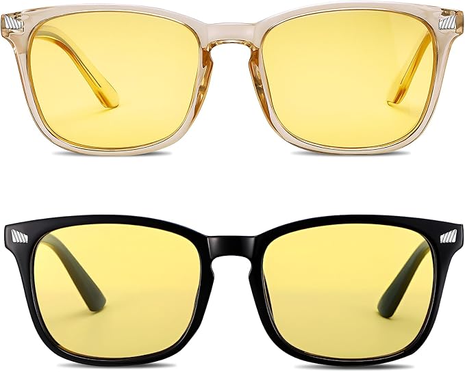 Polarized Sunglasses for Women Men, Night Driving Glasses Anti Glare Yellow Lens UV 400 for Day Night Use