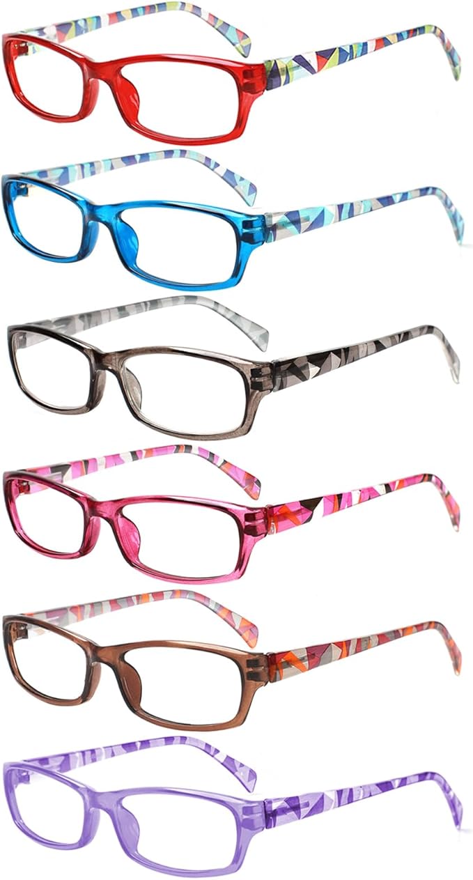 Henotin 6-Pack Reading Glasses Blue Light Blocking Anti Eyestrain Computer Reading Glasses for Women and Men Readers (Mix Color-A, 3.50, Diopters)
