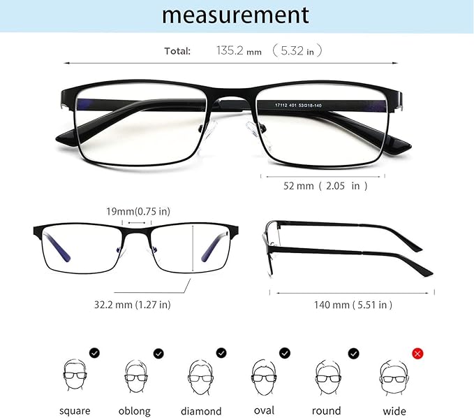 JOO'RTI Blue light glasses for men, Metal Frame Gaming Computer Glasses Fake Glasses