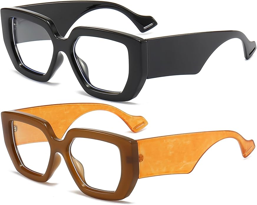 AIEYEZO Thick Frame Blue Light Glasses Men Women, Fashion Square Computer Eyeglass Anti Eyestrain & Prevent Headache