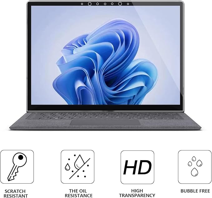 Megoo Tempered Glass Screen Protector for Microsoft Surface Laptop 6/5/4/3(15 inch), Easy Installation, Scratch Resistant, Ultra Clear Protective Film, 2-Pack