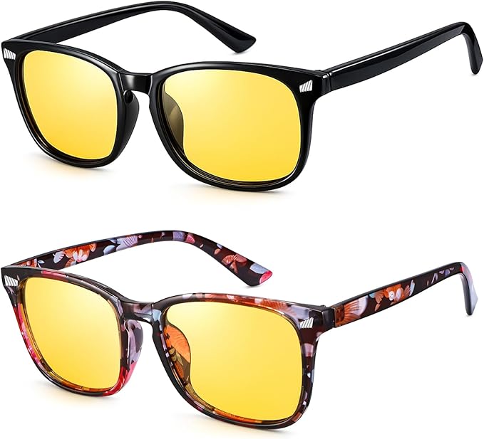 Polarized Sunglasses for Women Men, Night Driving Glasses Anti Glare Yellow Lens UV 400 for Day Night Use