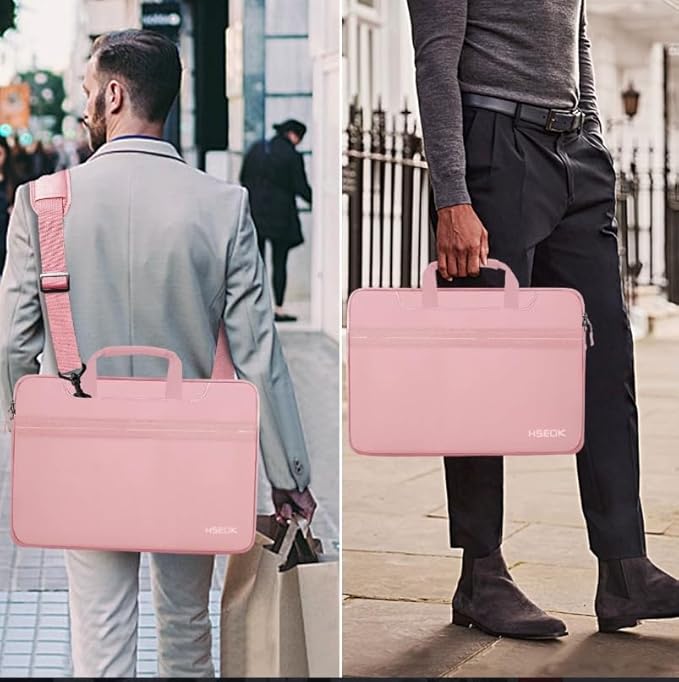 Hseok Laptop Shoulder Bag 15 15.6 16 Inch Briefcase,Compatible MacBook Pro/Neo 16",MacBook Air/Pro 15,XPS 15/16 and most 15.6-16 and Most 15-16 Notebooks,Spill-Resistant Handbag,Pink