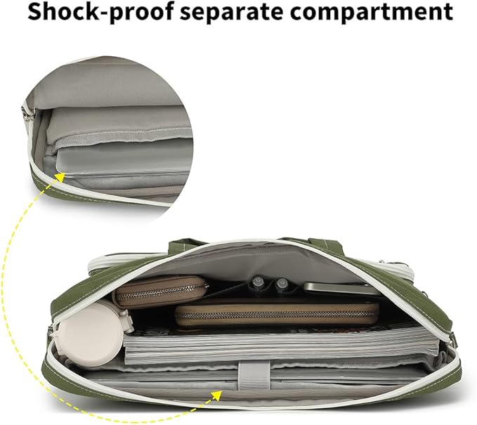 15-15.6 inch Laptop Shoulder Bag, for MacBook Pro 16, Hp Lenovo Dell 14 inch Waterproof Messenger Bag Case Sleeve (Army green)