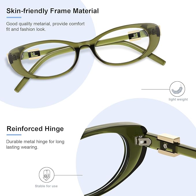 Oval Blue Light Blocking Glasses for Women Retro 90s Glasses Computer TV Eyeglasses Anti Eyestrain
