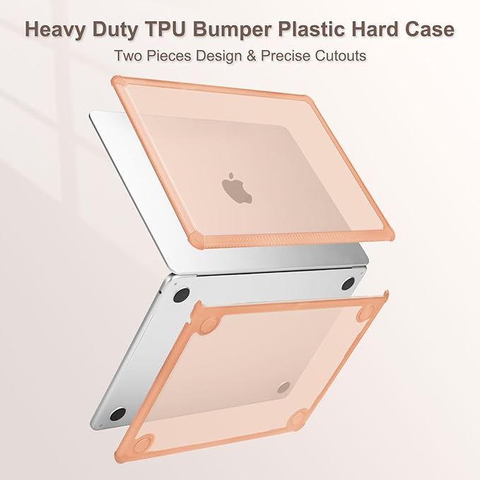 MOSISO Compatible with MacBook Air 13 inch Case M5 2026 M4 2025 M3 M2 2024-2022 A3449 A3240 A3113 A2681,3 in 1 Kit Crack-Resistant Heavy Duty Protective Plastic Hard Case with TPU Bumper,Cosmic Orange