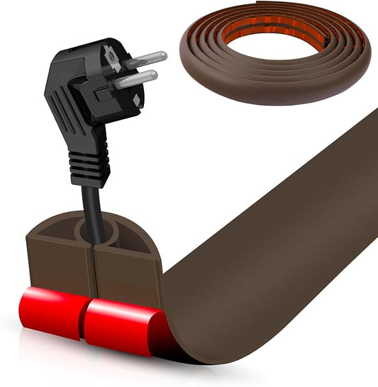 Floor Cord Cover Cable Cavity Self Adhesive Cord Hider Floor 10FT Floor Cable Management Power Cord Protector Floor Electric Cord Covers for Offices, Gym, Exhibitions (CoffeeBrown, 0.78" x 10') by DBHXXMB-HH