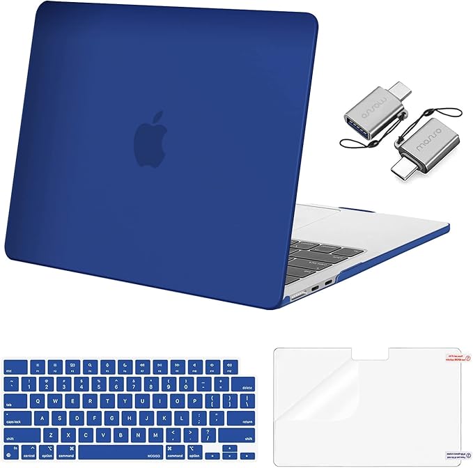 MOSISO Compatible with MacBook Air 13 inch Case M5 2026 M4 2025 M3 M2 2024-2022 A3449 A3240 A3113 A2681, Hard Shell&Keyboard Cover&Screen Film&Type C for MacBook Air 13.6 inch Case, Royal Blue