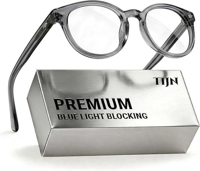 TIJN Blue Light Blocking Glasses Men Women Vintage Thick Round Rim Frame Eyeglasses