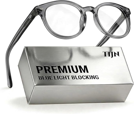TIJN Blue Light Blocking Glasses Men Women Vintage Thick Round Rim Frame Eyeglasses