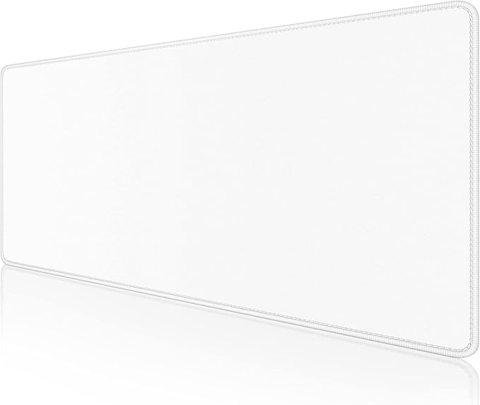Dapesuom Large Mouse Pad, Extended Gaming Mouse Mat with Stitched Edges, Waterproof Full Size Desk Mats with Non-Slip Base, Computer Big Desktop Keyboard Pad for Laptop, Office, 23.6 x 11.8 in, White