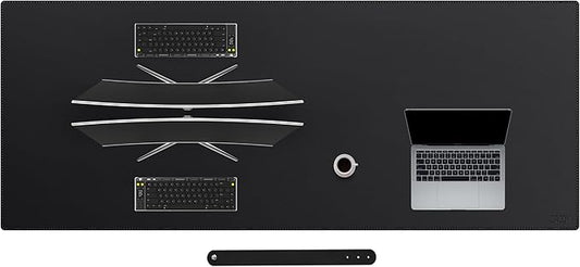 Cacoy 78.7"x31.5" XXL PU Leather Desk Mat, Waterproof Meeting Desk Pad Protector, Large Gaming Computer Mouse Pad, Extended Office Desk Decor, Desktop Cover Mat Conference Table Pads (Black)