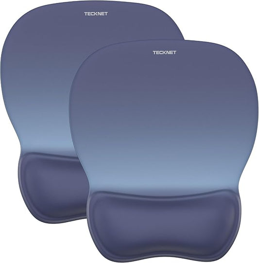 TECKNET 2 Pack Gel Mouse Pad with Wrist Rest, Ergonomic Office Mousepad with Wrist Support - Non-Slip & Smooth Surface Comfortable Desk Accessories Mat for Office, Gaming and Study - Gradient