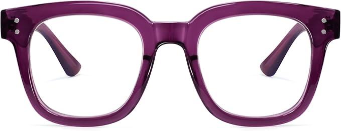 Madison Avenue Oversized Blue Light Blocking Glasses for Women Fashion Blue Light Blockers Anti Eyestrain & UV Protection Computer Eyeglasses (Transparent Purple)