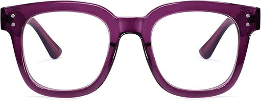 Madison Avenue Oversized Blue Light Blocking Glasses for Women Fashion Blue Light Blockers Anti Eyestrain & UV Protection Computer Eyeglasses (Transparent Purple)