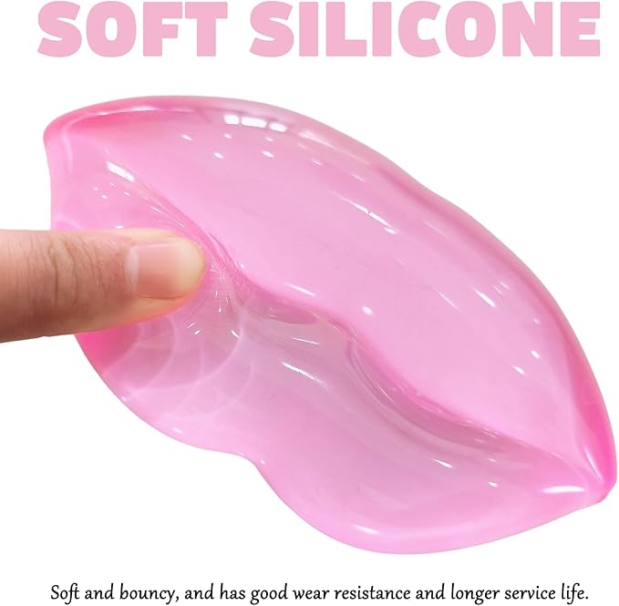 Gel Wrist Rest for Keyboard and Mouse Transparent Pink Lip Elbow Pad Cushion Ergonomic Cute Clear Cool Mouse Wrist Pad Silicone Non-Slip Support for Computer Gaming Home Office Women Girl Hand Pillow