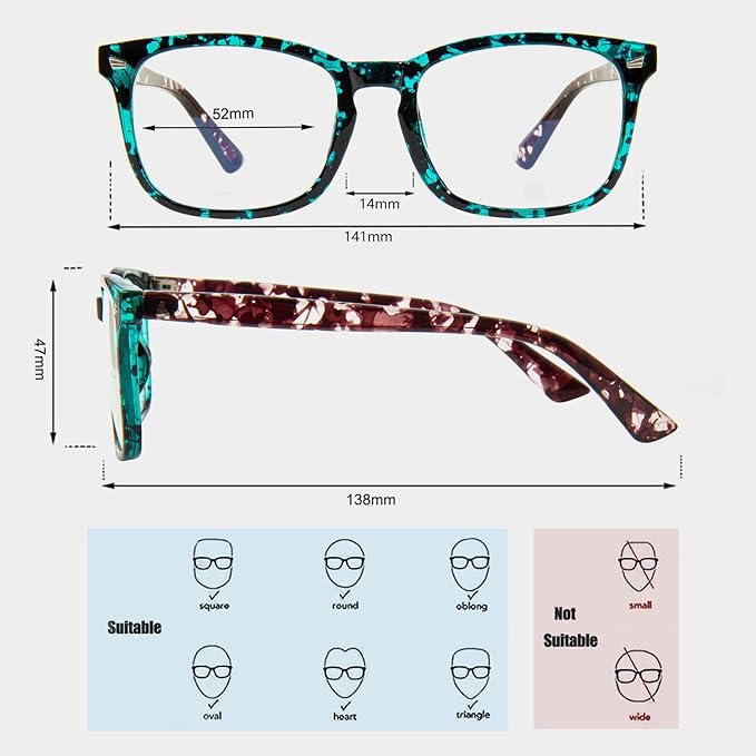 MAXJULI Blue Light Blocking Glasses,Computer Reading/Gaming/TV/Phones Glasses for Women Men(Gloss Crystal Teal and Black Tortoise)