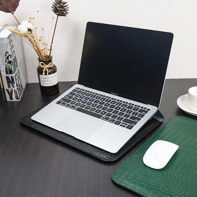 Laptop Sleeve for 2022-2026 MacBook Air 13.6 inch M5 A3449 M4 A3240 M3 A3113 M2 A2681 Neo 13 A3404 Air 13 2021-2018 PU Leather Flap Style Case Notebook Bag for Mac Pro 13 2022-2016, Green