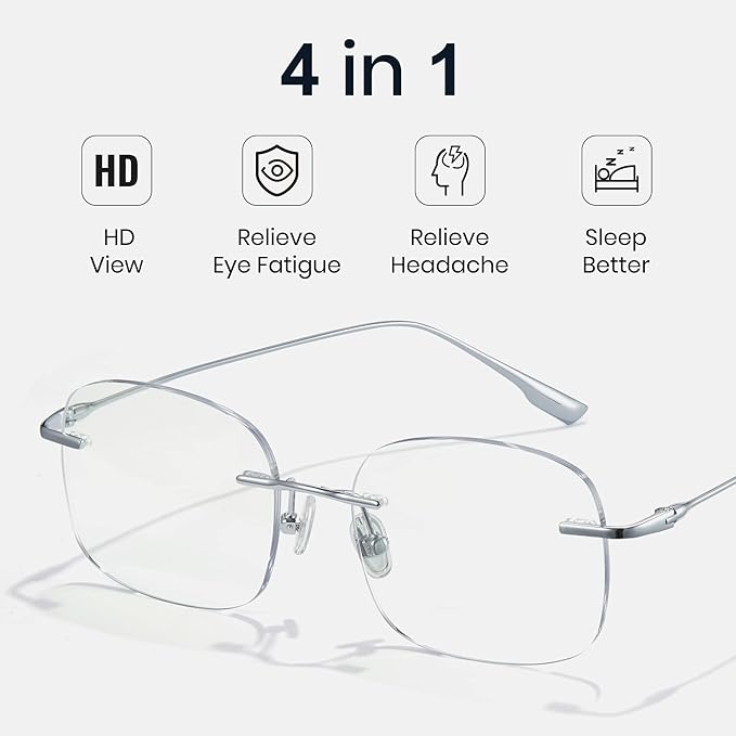 Cyxus Titanium 9.5g Blue Light Glasses for Men Frameless Rimless Glasses UV protection Eyeglasses