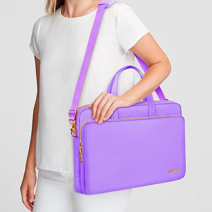 Laptop Case Bag Women Men Computer Sleeve Compatible with MacBook/Dell/HP/Acer/ASUS, Waterproof Shoulder Carrying Briefcase, Purple, 15.6-16 Inch