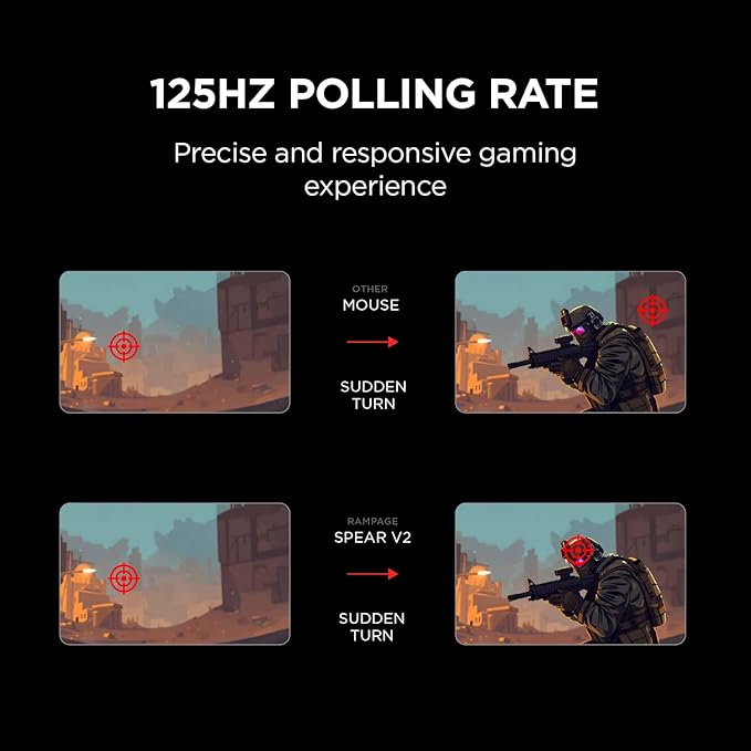 Rampage Spear V2 Black Wired Gaming Mouse with RGB Lighting ?€? 12800 DPI, 7 Programmable Buttons, Lightweight Ergonomic Gaming Mouse for PC/Mac/Laptop Gamers