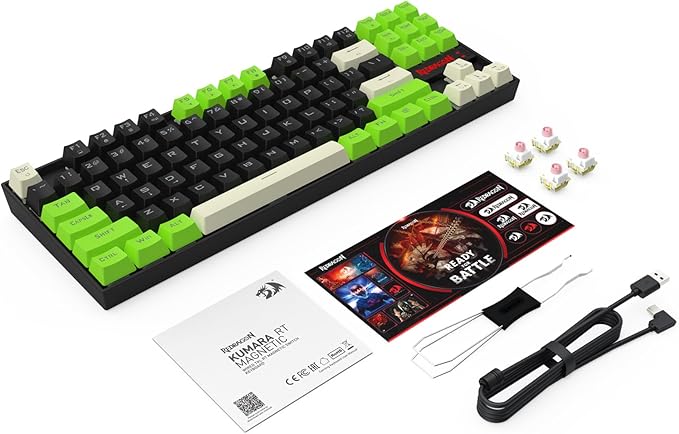 Redragon K552BGC-M TKL 80% Gaming Keyboard, Magnetic Linear Switches, 8000Hz Polling Rate, 14 RGB Backlight Modes, Hot-Swappable Keys, Compact Wired Mechanical Keyboard for PC Gamers