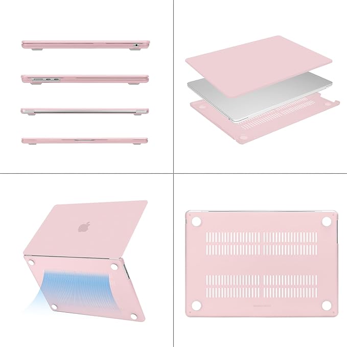 MOSISO Compatible with MacBook Air 13 inch Case M5 2026 M4 2025 M3 M2 2024-2022 A3449 A3240 A3113 A2681, Hard Shell&Keyboard Cover&Screen Film&Type C for MacBook Air 13.6 inch Case, Baby Pink