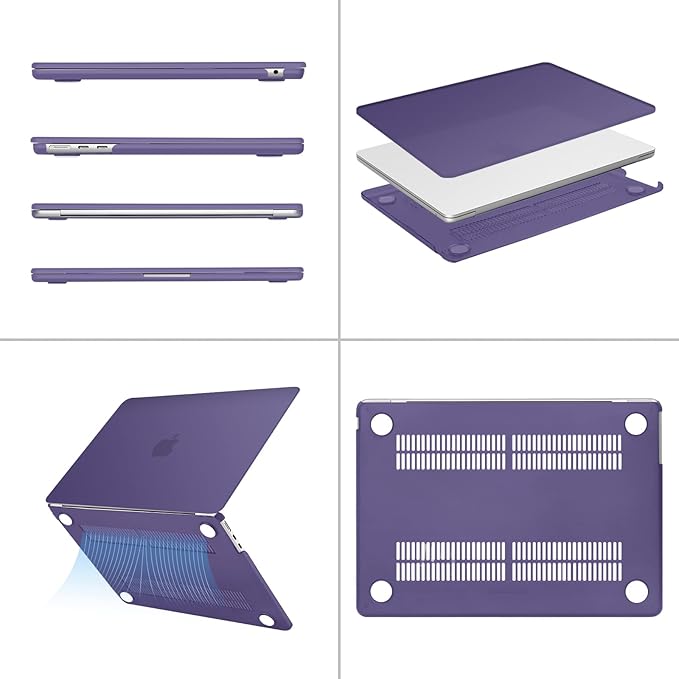 MOSISO Compatible with MacBook Air 13 inch Case M5 2026 M4 2025 M3 M2 2024-2022 A3449 A3240 A3113 A2681, Hard Shell&Keyboard Cover&Screen Film&Type C for MacBook Air 13.6 inch Case, Imperial Purple