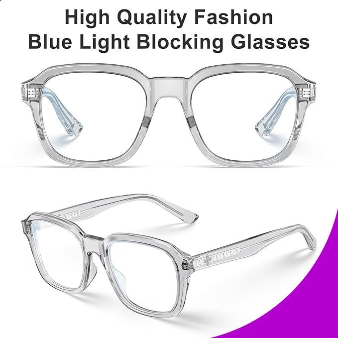 VISOONE Oversized Square Blue Light Blocking Glasses Fashion Computer Eyewear for Women and Men BENNETT