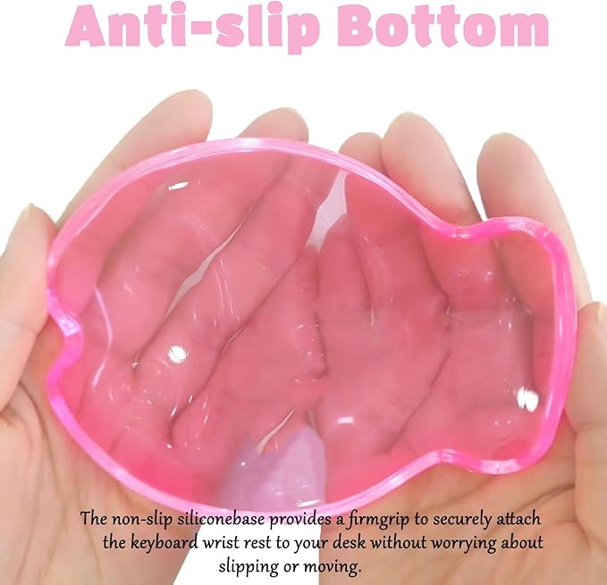 Gel Wrist Rest for Keyboard and Mouse Transparent Pink Ocean Fish Elbow Pad Cushion Ergonomic Cute Clear Cool Mouse Wrist Pad Silicone Non-Slip Support for Computer Gaming Home Office Hand Pillow