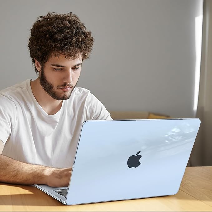 B BELK Compatible with MacBook Air 13 inch Case M5 2026 2025-2022 M4 M3 M2 A3449 A3240 A3113 A2681, Plastic Hard Shell+Keyboard Cover+Screen Protector for MacBook Air 13.6 inch Case, Crystal Sky Blue