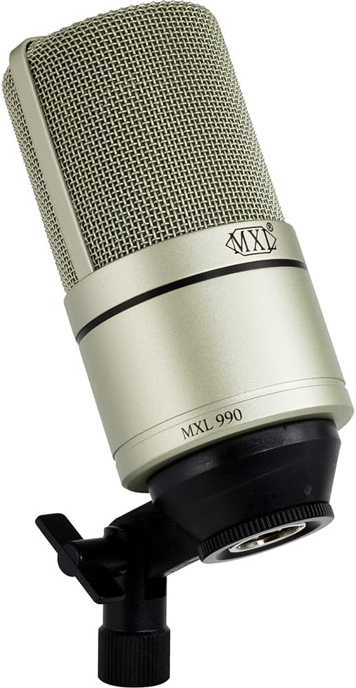 MXL 990 Condenser Microphone for Podcasting, Singing, Home Studio Recording, Gaming & Streaming | Detailed Sound | XLR | Large Diaphragm (Champagne)