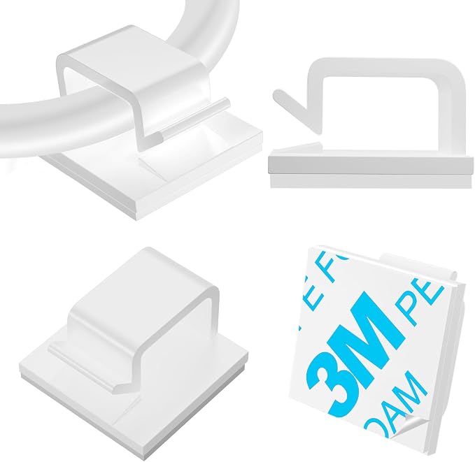 120 PCS Cable Clips White, Upgraded Adhesive Wire Clips for Wall, Strong Cord Clips Holders Wire Organizer for Cable Management, Christmas Lights, USB, Phone Charger, Cat 6, Car Dash Cam by TidyHelper