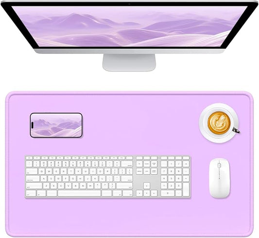 Hsurbtra Desk Pad, 23.6" x 13.8" Premium-Textured Desk Mat, Stitched Edge Anti-Slip Waterproof Rubber Mouse Pad, M Extended Computer Mat for Office Gaming Laptop Keyboard Vanilla Purple