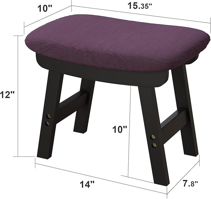 viewcare Foot Stools Ottoman, Small Soft Footrest Ottoman with Wood Legs, Sofa Footrest Extra Seating for Living Room Entryway Office