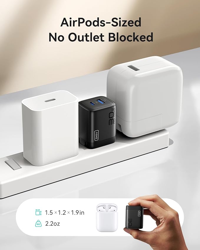 INIU USB C Charger, 30W PD QC 3.0 Dual Port Fast Charging Type C Charger Block with 5 ft USB-C Cable, USB C Wall Charger with Foldable Plug for iPhone 16 15 14 13 Pro Max Samsung S23 S22 AirPods