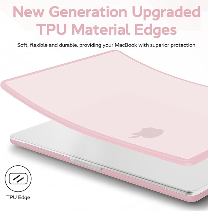 B BELK Compatible with MacBook Air 13 inch Case M5 2026 2025 2024 2023 2022 M4 M3 M2 A3449 A3240 A3113 A2681, [Anti-Cracking] Soft TPU Bumper+Keyboard Cover for MacBook Air 13.6 inch Case, Baby Pink