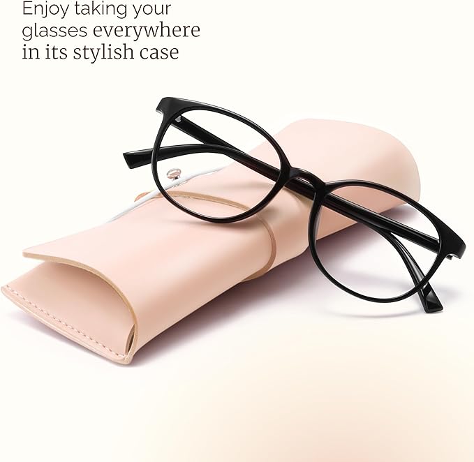 miyya Blue Light Blocking Glasses Women, Fashion Round Transparent Anti Blue Light Glasses with Anti Eyestrain & UV Glare