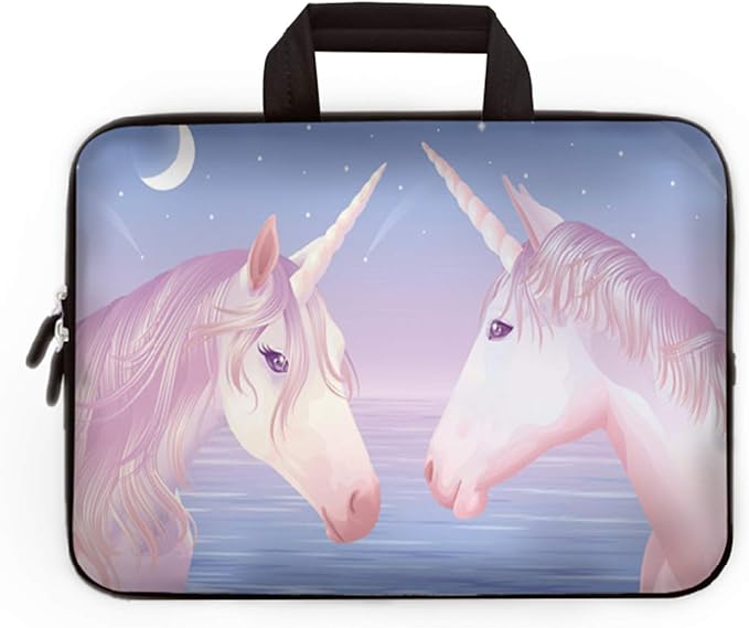 14 15 15.4 15.6 inch Laptop Handle Bag Computer Protect Pouch Holder Notebook Sleeve Neoprene Cover Soft Carrying Travel Case Fit Dell Lenovo Toshiba HP Chromebook ASUS Acer(Pink Two Unicorn)