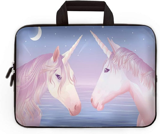 14 15 15.4 15.6 inch Laptop Handle Bag Computer Protect Pouch Holder Notebook Sleeve Neoprene Cover Soft Carrying Travel Case Fit Dell Lenovo Toshiba HP Chromebook ASUS Acer(Pink Two Unicorn)