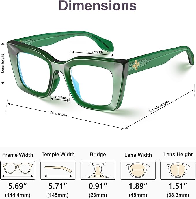 VISOONE Cat Eye Blue Light Blocking Glasses TR90 Anti-glare Women Calida